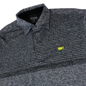 Masters Tech Augusta National Gray Striped Performance Golf Polo Shirt Small